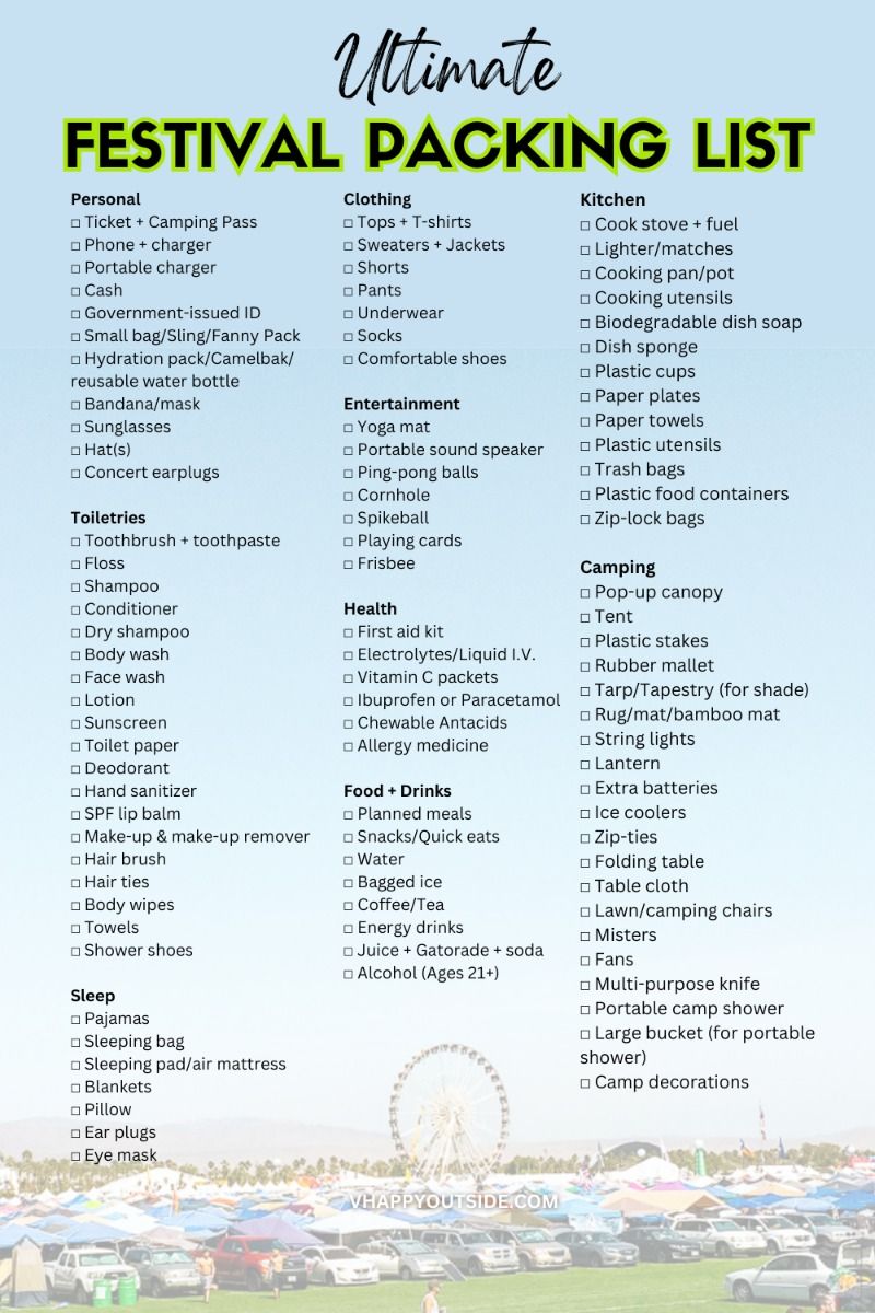 9 Festival Travel Packing List – Tent Cooler Boots & More